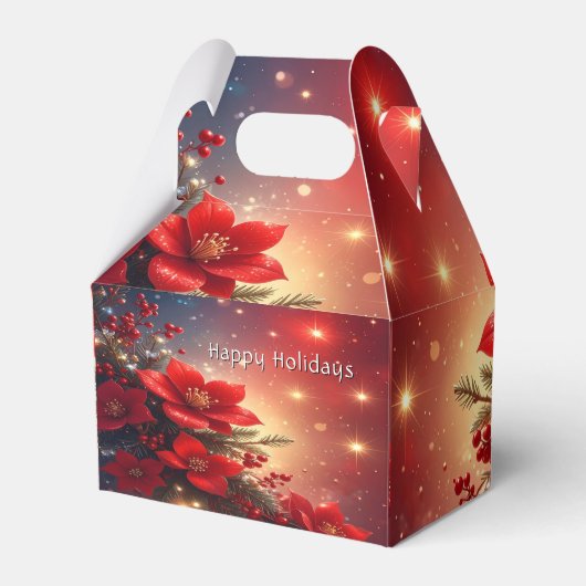 Ballotins Red Christmas Floral Holiday Gift Box (Verso)