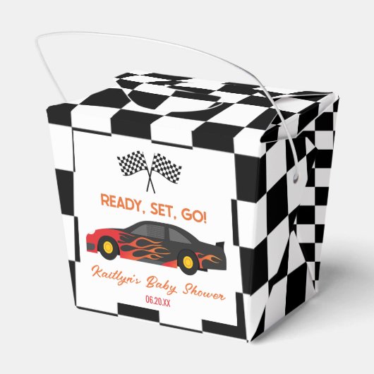 Ballotins Red Flame Race Car Ready Set Go Baby shower (Arrière)