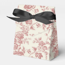 Red Floral French Toile Canvas Party Favoriser Box