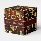 Ballotins Red & Gold Happy Hanoukka Menorah Cube (Verso)
