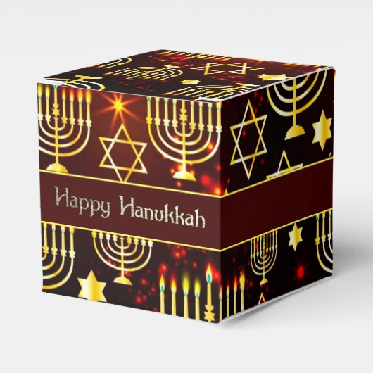 Ballotins Red & Gold Happy Hanoukka Menorah Cube (Verso)