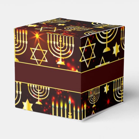 Ballotins Red & Gold Happy Hanoukka Menorah Cube (Arrière)