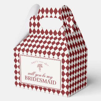 Ballotins Red Harlequin Checkered Bridesmaid Proposal Box