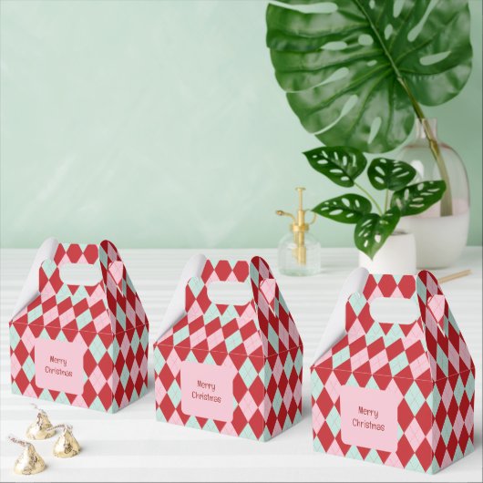 Ballotins Red Pink & Mint Christmas Argyle (Multiple)