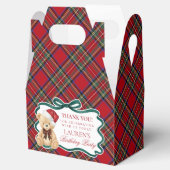 Ballotins Red Tartan Plaid Christmas Bear Birthday Favor Box (Ouvert)