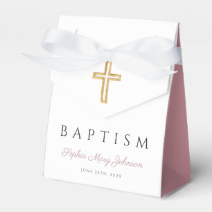 Ballotins Religieux Croix Dusty Pink Script Girl Baptême
