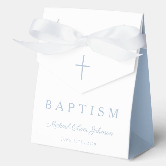 Ballotins Religious Cross Baby Blue Script Boy Baptism (Recto)
