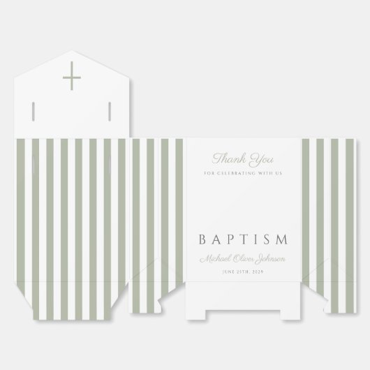 Ballotins Religious Cross Dusty Blue Script Boy Baptism  (Déplié)