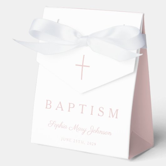 Ballotins Religious Cross Pink Script Girl Baptism  (Recto)