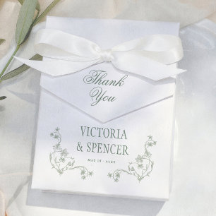 Ballotins Remerciement de mariage floral vintage vert sauge