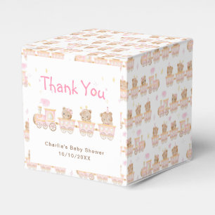 Ballotins Remerciement pour Baby Shower Train Rose Ours