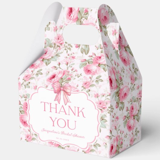 Ballotins Remerciements de Fête de Mariage Ruban Rose Foncé (Recto)