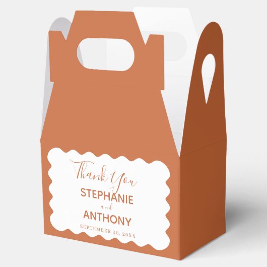 Ballotins Rétro 1950 Wavy Edge Mariage en terre cuite (Ouvert)