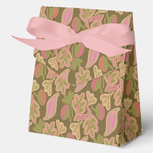 Ballotins Retro leaves in bohem patterndesign Favor Box (Recto)