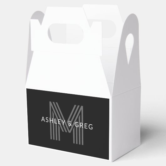 Ballotins Retro Moderne Nom/s Monogramme modifiable Noir et (Ouvert)