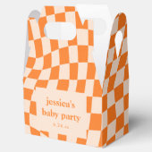 Ballotins Retro Orange Abstract Checkerboard Baby Shower (Ouvert)