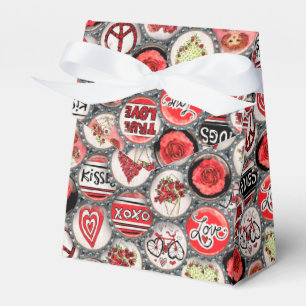 Ballotins Retro Red Floral Hearts Valentine Bottle Casquette