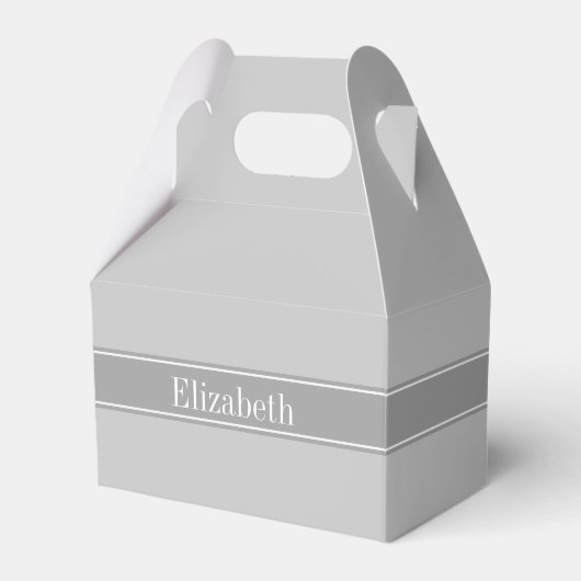 Ballotins Ribbon Gris Solide, Gris foncé Nom Monogramme (Verso)