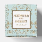 Ballotins Robin Egg Blue et Gold Mariage damassé (Haut)