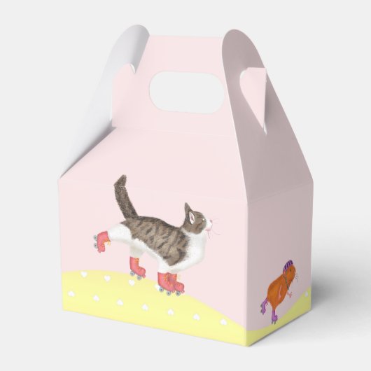 Ballotins Rollerskating chat & cobaye fête boîte de faveur (Arrière)