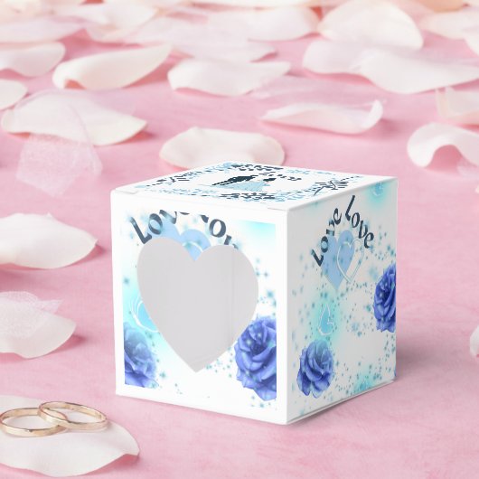 Ballotins Romantic Blue Rose Wedding Favor Box | Love You He (Mariage)