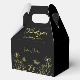 Ballotins Romantique élégant or floral noir mariage