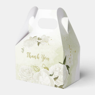 Ballotins romantique fleurs blanches vert feuille mariage