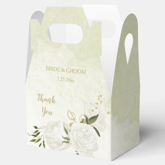 Ballotins romantique fleurs blanches vert feuille mariage (Ouvert)