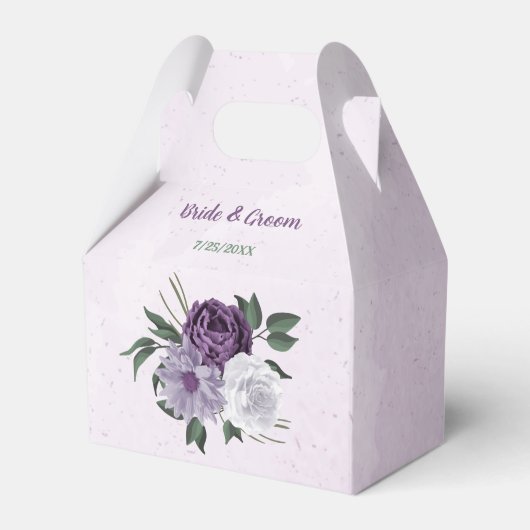 Ballotins Romantique violet fleurs blanches mariage (Verso)