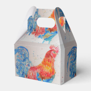 Ballotins Rooster rouge aquarelle peinture art poulet