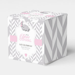 Ballotins Rose, Blanc Éléphant Gris Baby Shower