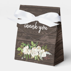 Ballotins Rose blanche Floral Bois foncé Brown Mariage rusti