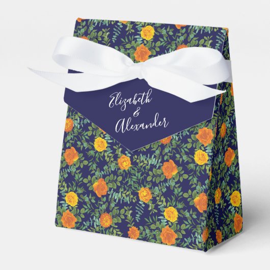 Ballotins Rose bleu et orange Floral Mariage moderne (Verso)