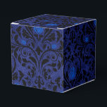 Ballotins Rose damask gothique noir et bleu<br><div class="desc">Boîte-cadeau à motif damassé rustique vintage noir sur une texture bleue en détresse idéale pour les mariages gothiques ou Halloween !</div>