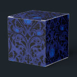 Ballotins Rose damassé gothique noir et bleu<br><div class="desc">Motif damassé rustique noir vintage sur une boîte-cadeau à texture bleue délabrée idéale pour les mariages gothiques ou Halloween !</div>