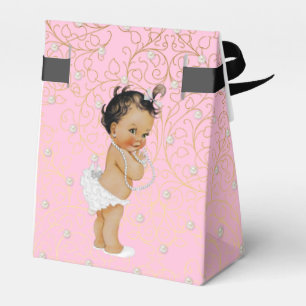Ballotins Rose et tente de faveur de baby shower d'or