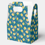 Ballotins Rose floral jaune sur bleu (Ouvert)
