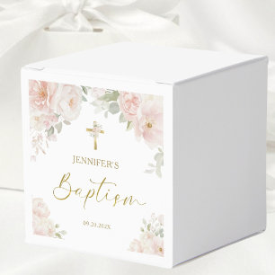 Ballotins Rose Florale Fille Baptême Personnalisé Rose Pâle
