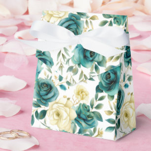 Ballotins Rose florale verte sarcelle romantique crème