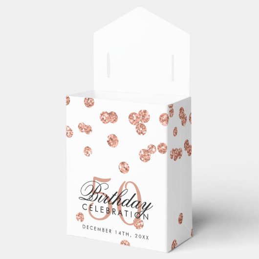Ballotins Rose Gold 50e Anniversaire Merci Confetti Blanc (Ouvert)