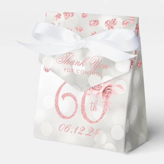 Ballotins Rose Gold 60e anniversaire Merci Floral Argent (Verso)