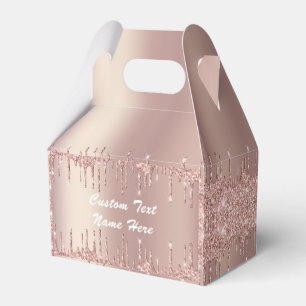 Ballotins Rose Gold Glitter Texte personnalisé Votre nom Boî