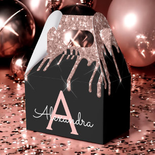 Ballotins Rose Gold - Rose Pâle et Noir Paillettes Monogramm