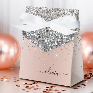 Ballotins Rose Gold - Rose Pâle Pailleté Argent Monogramme