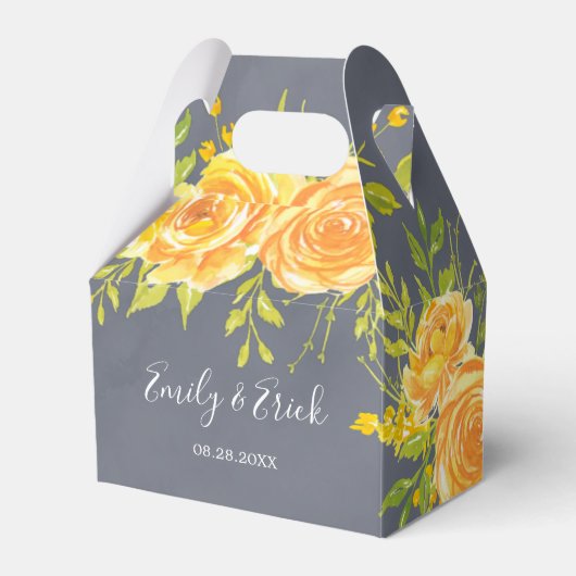 Ballotins Rose Jaune et Gris Peony Mariage Boîte de Faveur (Verso)