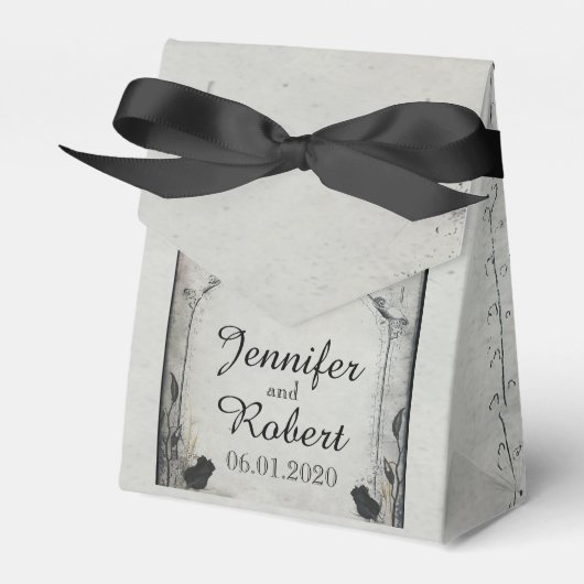 Ballotins Rose noir gothique Trellis Boîte de mariage Favor (Verso)