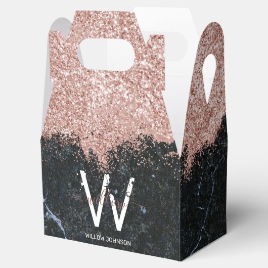 Ballotins Rose or rose noir marbre Parties scintillant pouss (Ouvert)