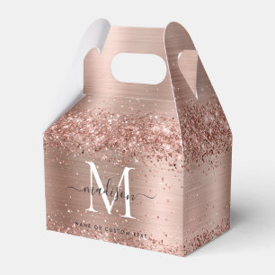 Ballotins Rose Parties scintillant or brossé métal Monogra