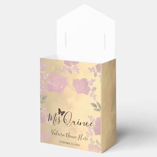 Ballotins Rose raffiné Quinceanera Gold (Ouvert)