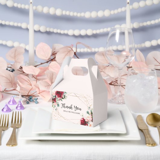 Ballotins Rose rouge et or floral aquarelle (Mariage)